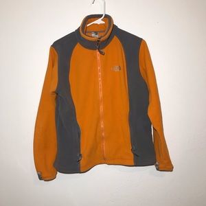 The North Face full zip orange and grey fleece